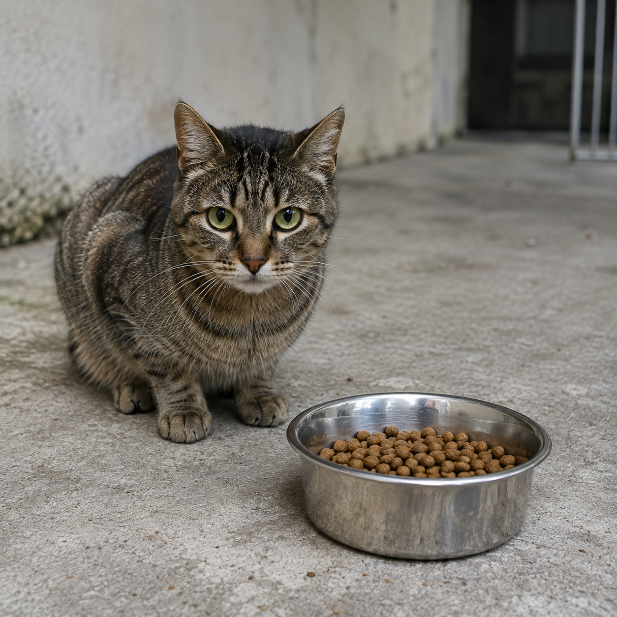 Nourrir un chat du refuge