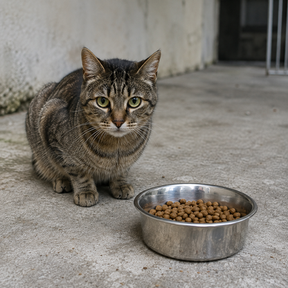 Nourrir un chat du refuge