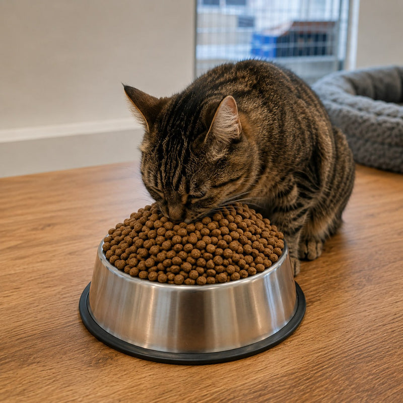 Nourrir un chat du refuge